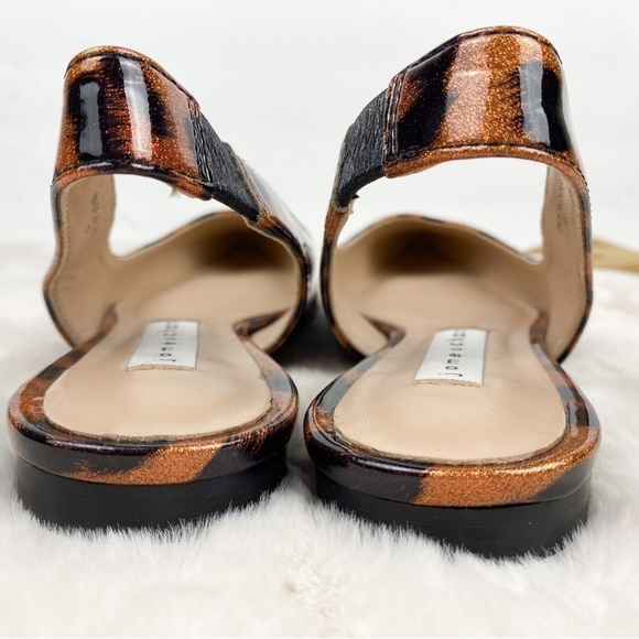 James Chan Animal Print Pointed Toe Leather Slingback Flats 6 NWOB - Picture 9 of 9